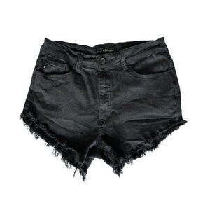 Black Cut Off High Rise Kancan Shorts Distressed Size 11